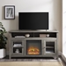 58" Transitional Fireplace Glass Wood TV Stand - Grey Wash - WEF1809
