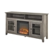 58" Transitional Fireplace Glass Wood TV Stand - Grey Wash - WEF1809