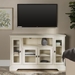 52" Transitional Glass Wood TV Stand - Antique White - WEF1836
