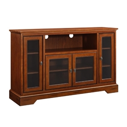 52" Transitional Glass Wood TV Stand - Brown 