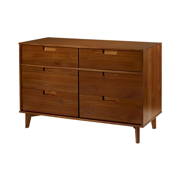 6 Drawer Mid Century Modern Wood Dresser - Walnut 