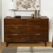 6 Drawer Mid Century Modern Wood Dresser - Walnut - WEF1846