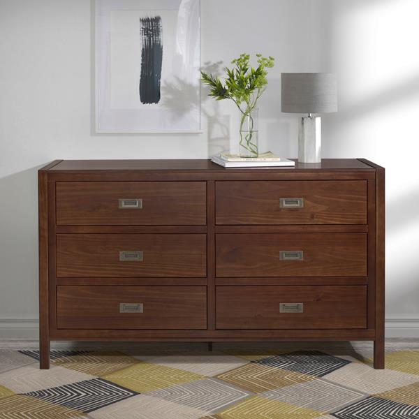 Free Walker Edison Furniture, Solid Walnut 6 Drawer Dresser