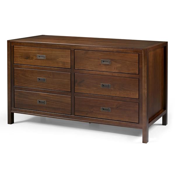 57" Classic Solid Wood 6-Drawer Dresser - Walnut 