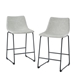 26" Faux Leather Counter Stool, Set of 2 - Grey - WEF1882