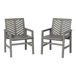 Outdoor Chevron Chair, Set of 2 - Grey Wash 