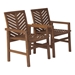 Patio Wood Chairs, Set of 2 - Dark Brown  - WEF1897