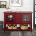 52" Transitional Wood Glass TV Stand Buffet - Antique Red - WEF1914