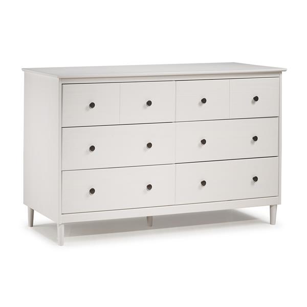 Modern 6 Drawer Dresser - White 