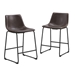 26" Industrial Faux Leather Counter Stools, Set of 2 - Brown - WEF1932