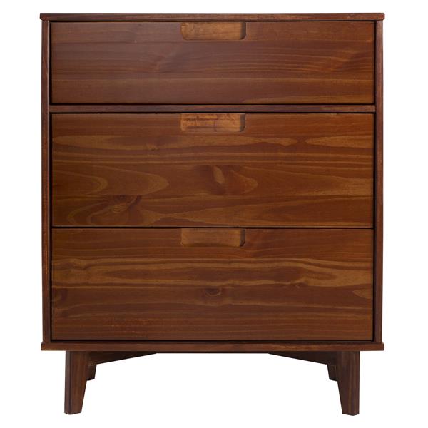 3 Drawer Mid Century Modern Wood Dresser - Walnut 