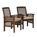 Acacia Wood Outdoor Patio Chairs with Cushions, Set of 2 - Dark Brown  - WEF1959