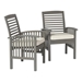 Acacia Wood Patio Chairs with Cushions, Set of 2 - Grey Wash - WEF1960