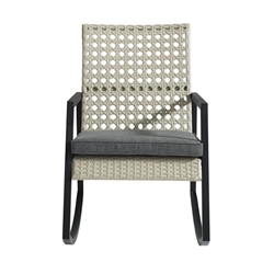 Modern Patio Rattan Rocking Chair - Light Grey & Grey 