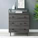 Modern Glass Top 3-Drawer Accent Console - Slate Grey - WEF1992