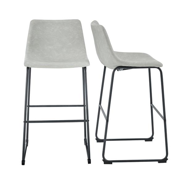 30" Industrial Faux Leather Barstools, Set of 2 - Grey 
