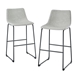 30" Industrial Faux Leather Barstools, Set of 2 - Grey - WEF2001