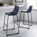 30" Industrial Faux Leather Barstools, Set of 2 - Navy Blue - WEF2002