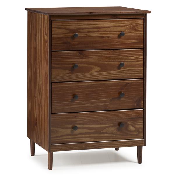 Modern 4 Drawer Dresser - Walnut 