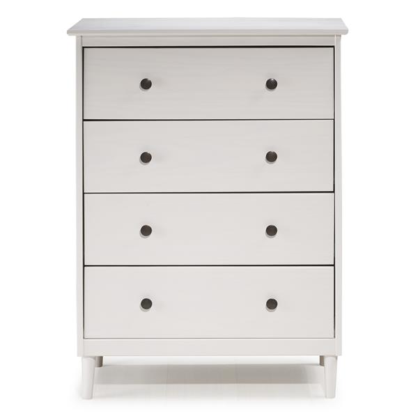 Modern 4 Drawer Dresser - White 
