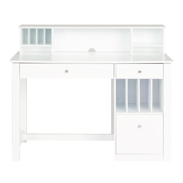 48" Modern Wood Computer Desk with Hutch - White 
