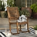 Solid Acacia Wood Outdoor Patio Rocking Chair - Dark Brown - WEF2027