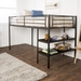 Premium Metal Twin Low Loft Bed with Desk - Black - WEF2036
