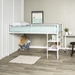 Premium Metal Twin Low Loft Bed with Desk - White - WEF2037