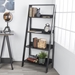 55" Modern Wood Ladder Bookcase - Black - WEF2051