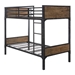 Rustic Industrial Twin over Twin Wood Bunk Bed - Brown - WEF2090