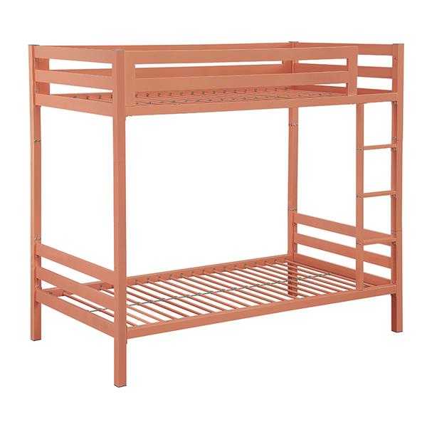 Premium Deluxe Twin over Twin Metal Bunk Bed - Coral 