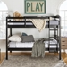 Solid Wood Twin over Twin Bunk Bed - Black - WEF2106