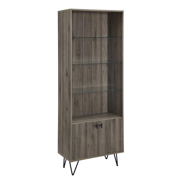 68" Mid-Century Modern Storage Cabinet - Slate Grey 