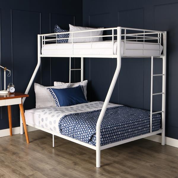Premium Metal Twin over Full Bunk Bed - White 