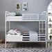 Industrial Twin over Twin Metal Wood Bunk Bed - White and Grey Wash - WEF2142