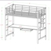 Premium Metal Twin Loft Bed with Workstation- Black - WEF2160
