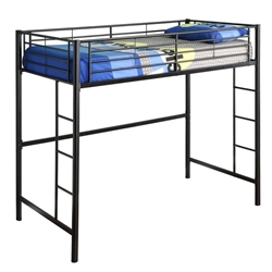 Premium Metal Twin Loft Bed - Black 