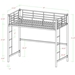 Premium Metal Twin Loft Bed - Silver - WEF2164