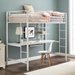 Premium Metal Full Size Loft Bed with Wood Workstation - White - WEF2168