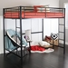 Premium Metal Full Size Loft Bed - Black - WEF2169