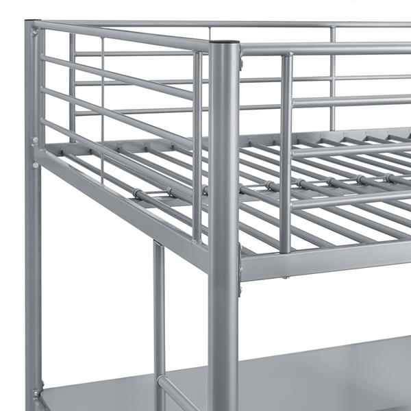 Premium Metal Full Size Loft Bed - Silver 