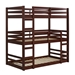 Solid Wood Triple Bunk Bed - Walnut - WEF2193
