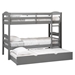 Solid Wood Twin over Twin Bunk Bed & Storage & Trundle Bed - Grey - WEF2230