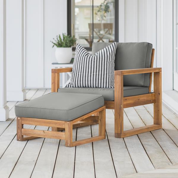 Modern Patio Chair and Ottoman - Brown 