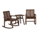 3-Piece Outdoor Rocking Chair Chat Set - Dark Brown - WEF2243