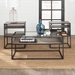 3-Piece Metal & Glass Accent Table Set - Grey Wash - WEF2249