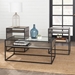 3-Piece Metal & Glass Accent Table Set - Grey Wash - WEF2249