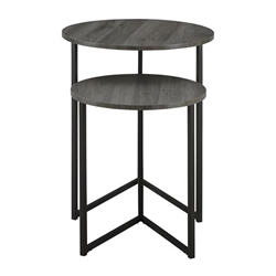 2-Piece V-Leg Nesting Side Tables - Slate Grey & Black 