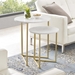 2-Piece V-Leg Nesting Side Tables - White Faux Marble & Gold - WEF2332