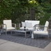 4-Piece Modern Aluminum Outdoor Patio Chat Set with Cushions - Silver & Espresso - WEF2341